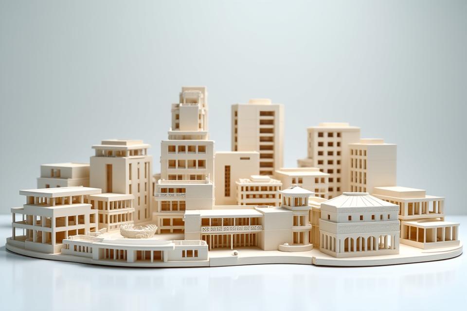 Maquetas de edificios comerciales y residenciales